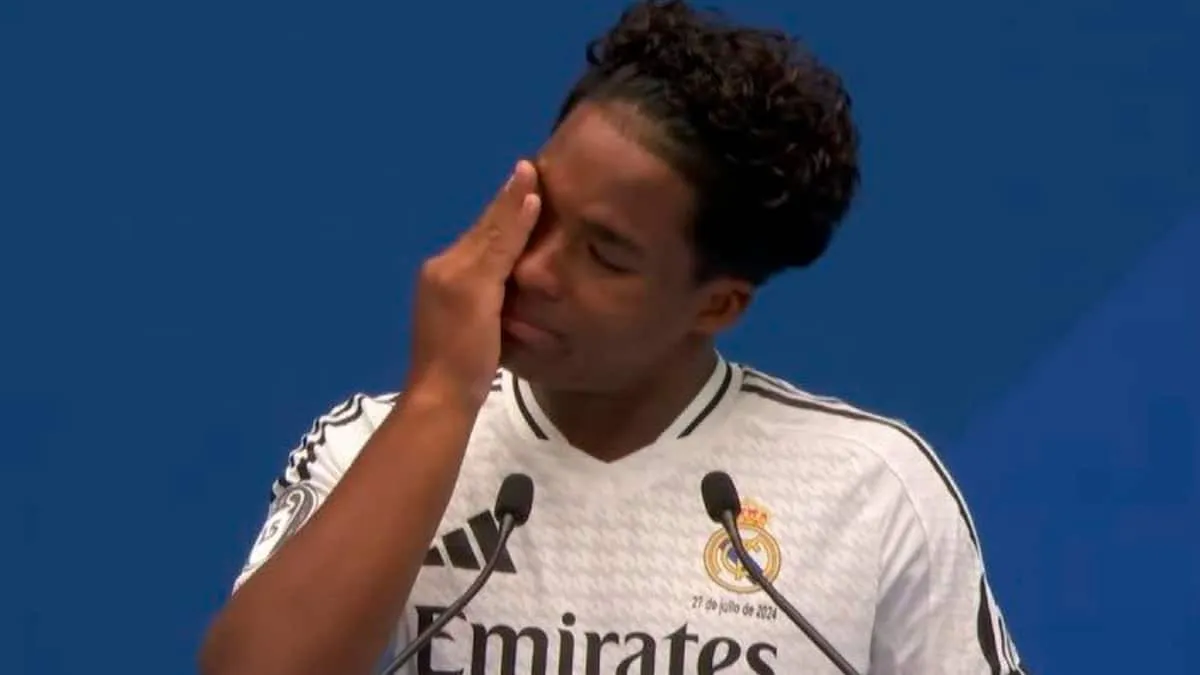 Endrick se emociona em apresenta&ccedil;&atilde;o no Real Madrid e tem numera&ccedil;&atilde;o revelada