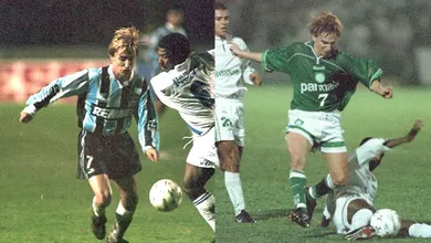 Em dia de Palmeiras x Gr&ecirc;mio, um pouco dos gols de Paulo Nunes com as duas camisas