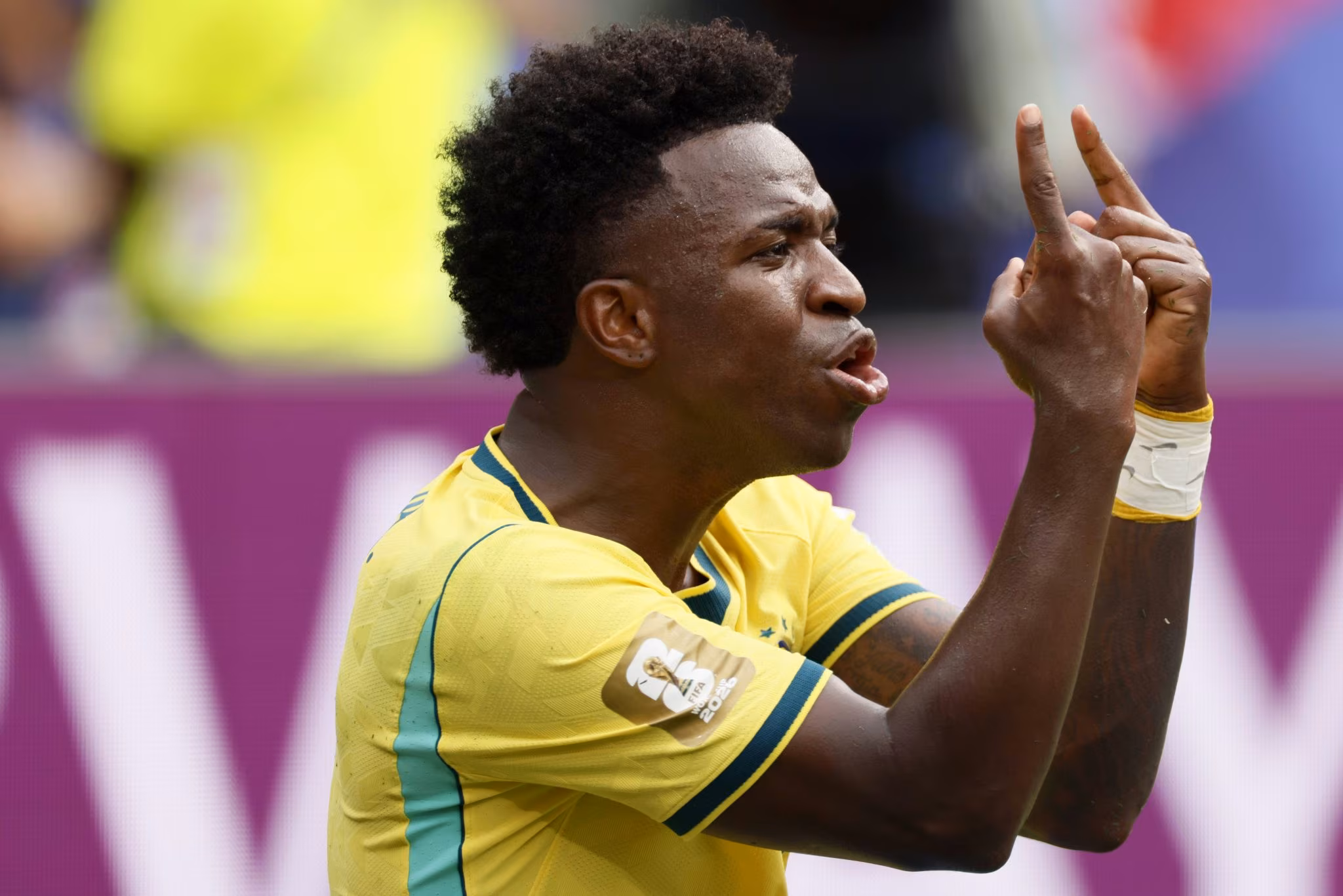 Vin&iacute;cius J&uacute;nior em Brasil x Noruega na Copa do Mundo