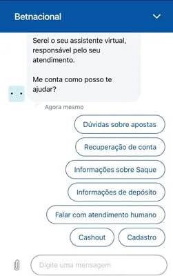 Captura de tela do servi&ccedil;o de atendimento da Betnacional