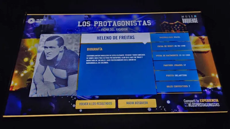 Ficha de Heleno de Freitas no Museus do Boca Juniors (Foto: Gabriel Rodrigues/Trivela)