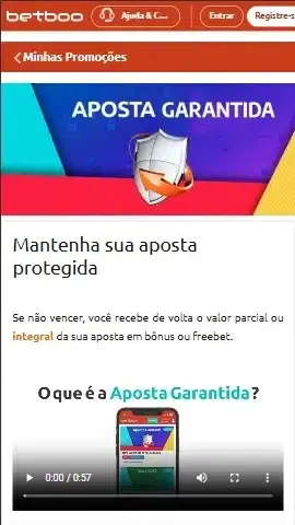 Captura de tela da oferta de &ldquo;Aposta Garantida&rdquo; da Betboo
