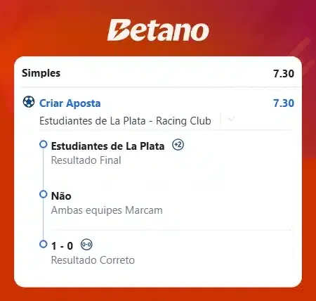 Exemplo de um bilhete de Criar Aposta com 3 sele&ccedil;&otilde;es na Betano