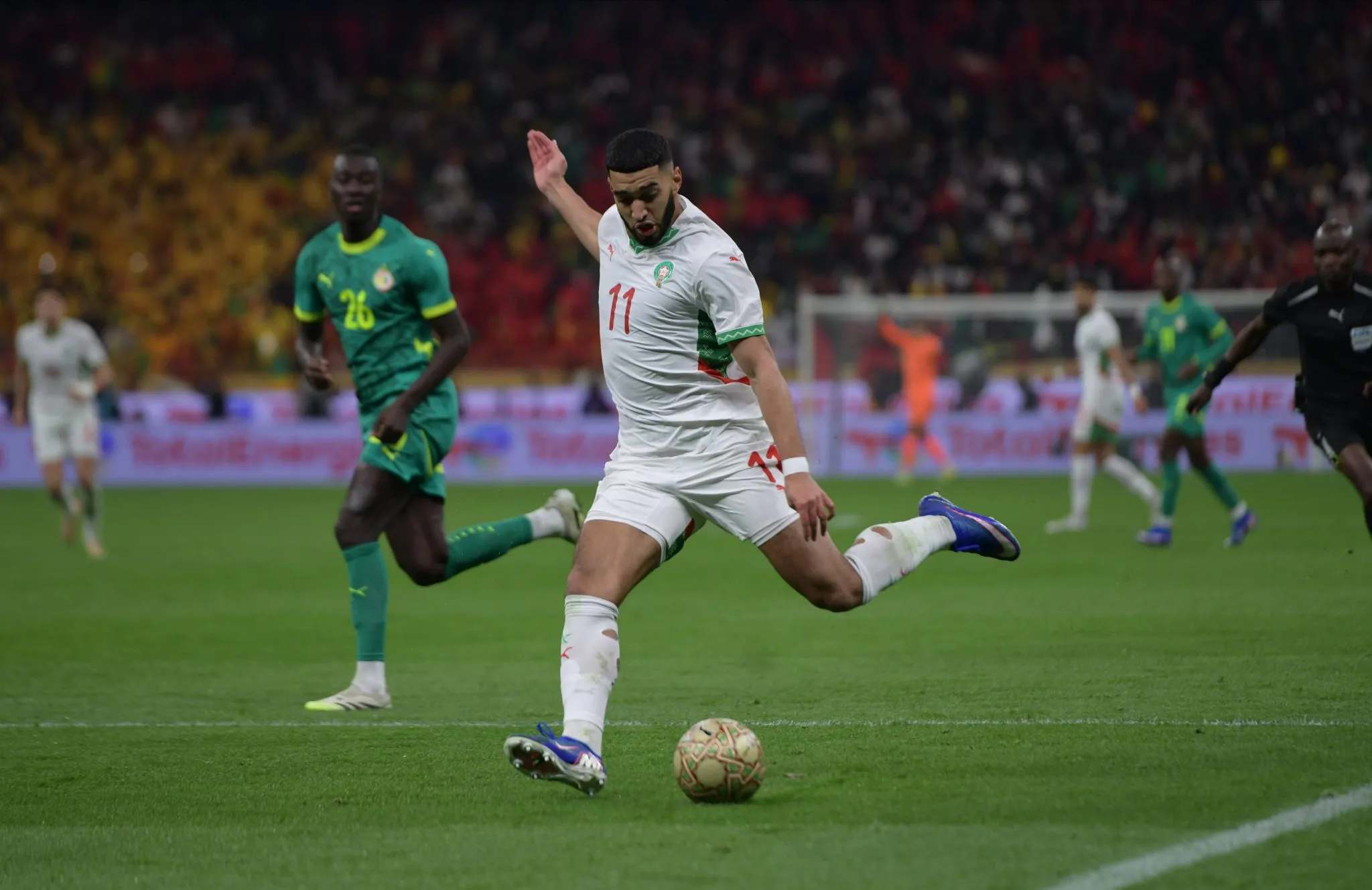 Ismael Saibari em a&ccedil;&atilde;o pela sele&ccedil;&atilde;o de Marrocos. Foto: IMAGO / Didier Lefa Studio