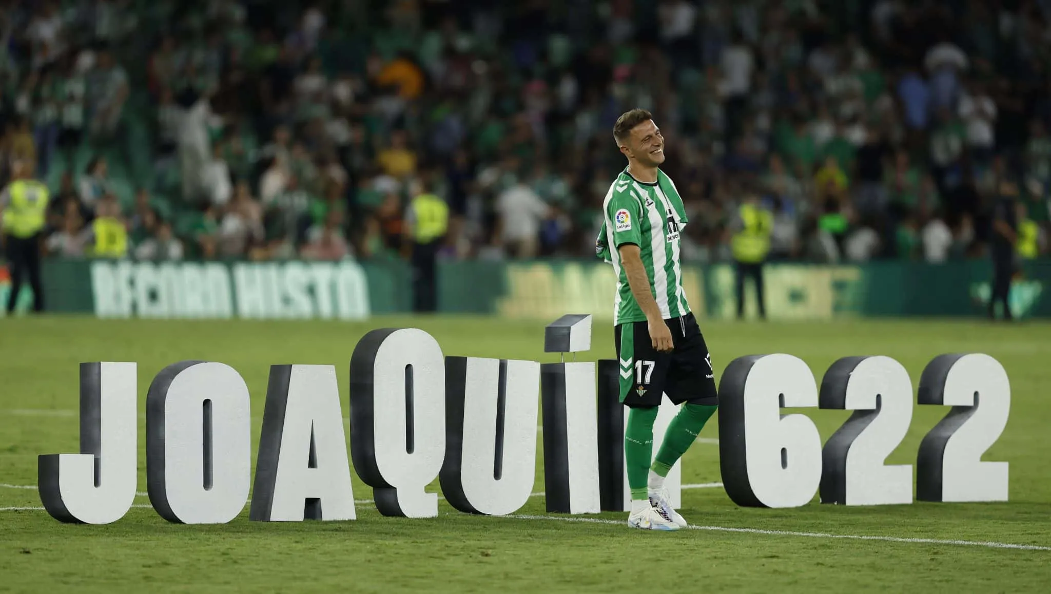 A despedida de Joaqu&iacute;n foi ainda mais especial pelos 622 jogos que o fizeram igualar o recorde hist&oacute;rico de La Liga
