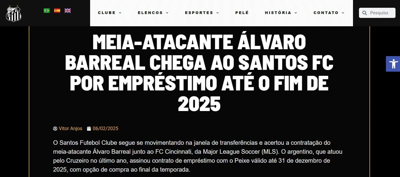Nota do Santos sobre Barreal