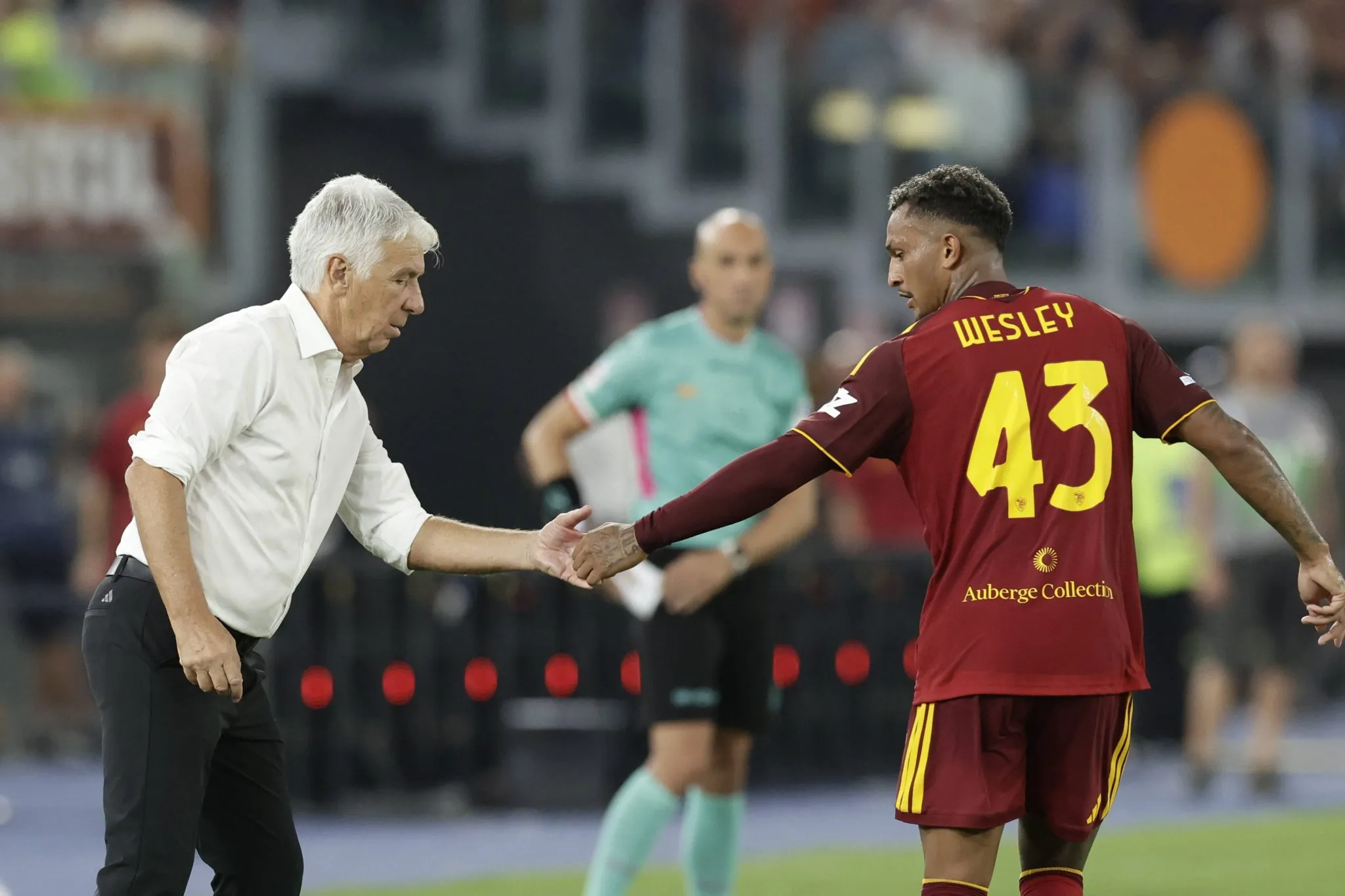 Gian Piero Gasperini e Wesley em partida da Roma