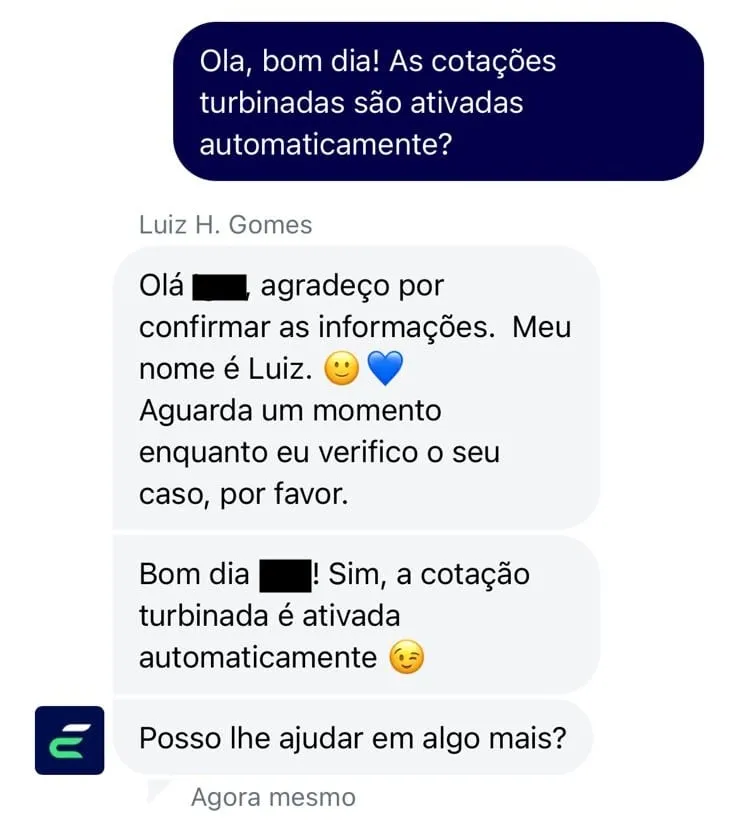 Exemplo de atendimento ao Cliente na Esportes da Sorte