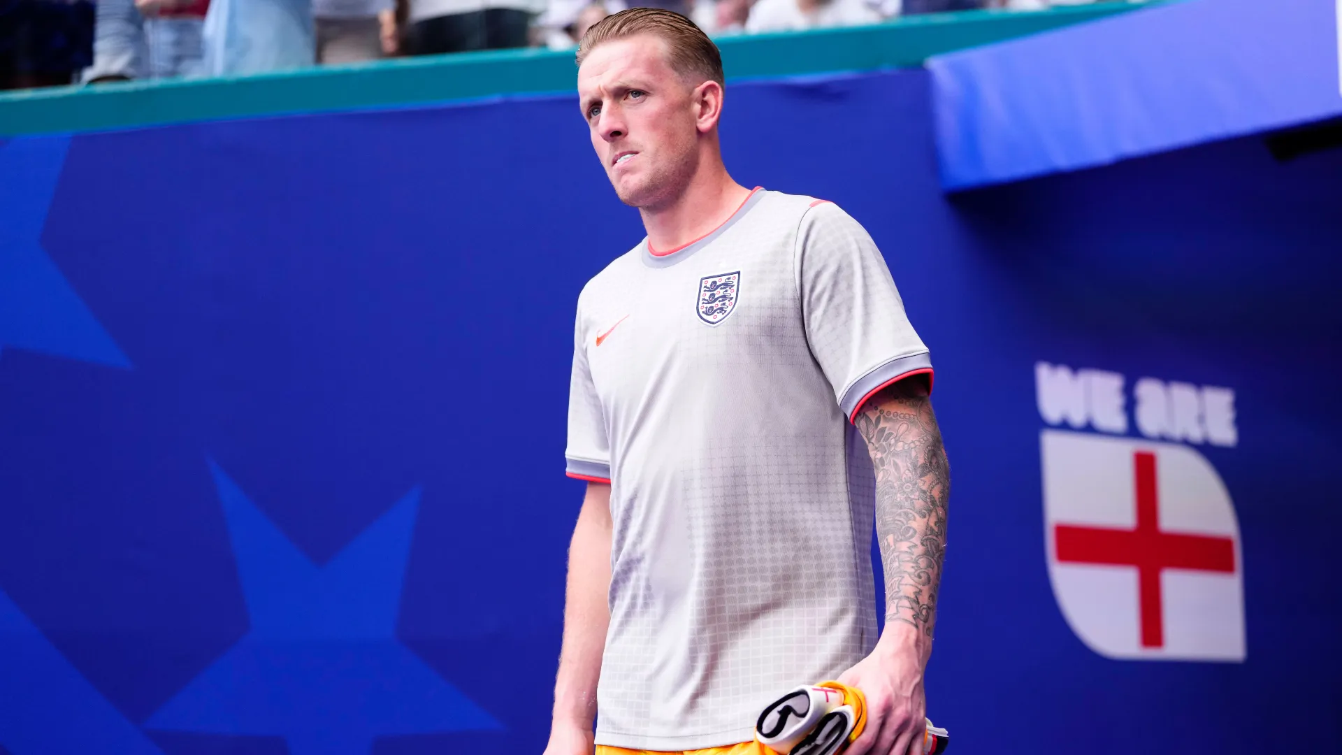 Jordan Pickford, goleiro da Inglaterra, durante a partida pela medalha de bronze da Copa do Mundo 2026 entre Fran&ccedil;a e Inglaterra, no Miami Stadium, em Miami Gardens, nos Estados Unidos, em 18 de julho de 2026.