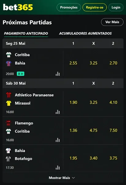 Mercados de apostas dispon&iacute;veis na bet365