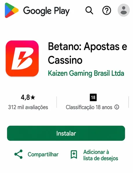 O app Betano tem mais de 12 milh&otilde;es de downloads no Brasil
