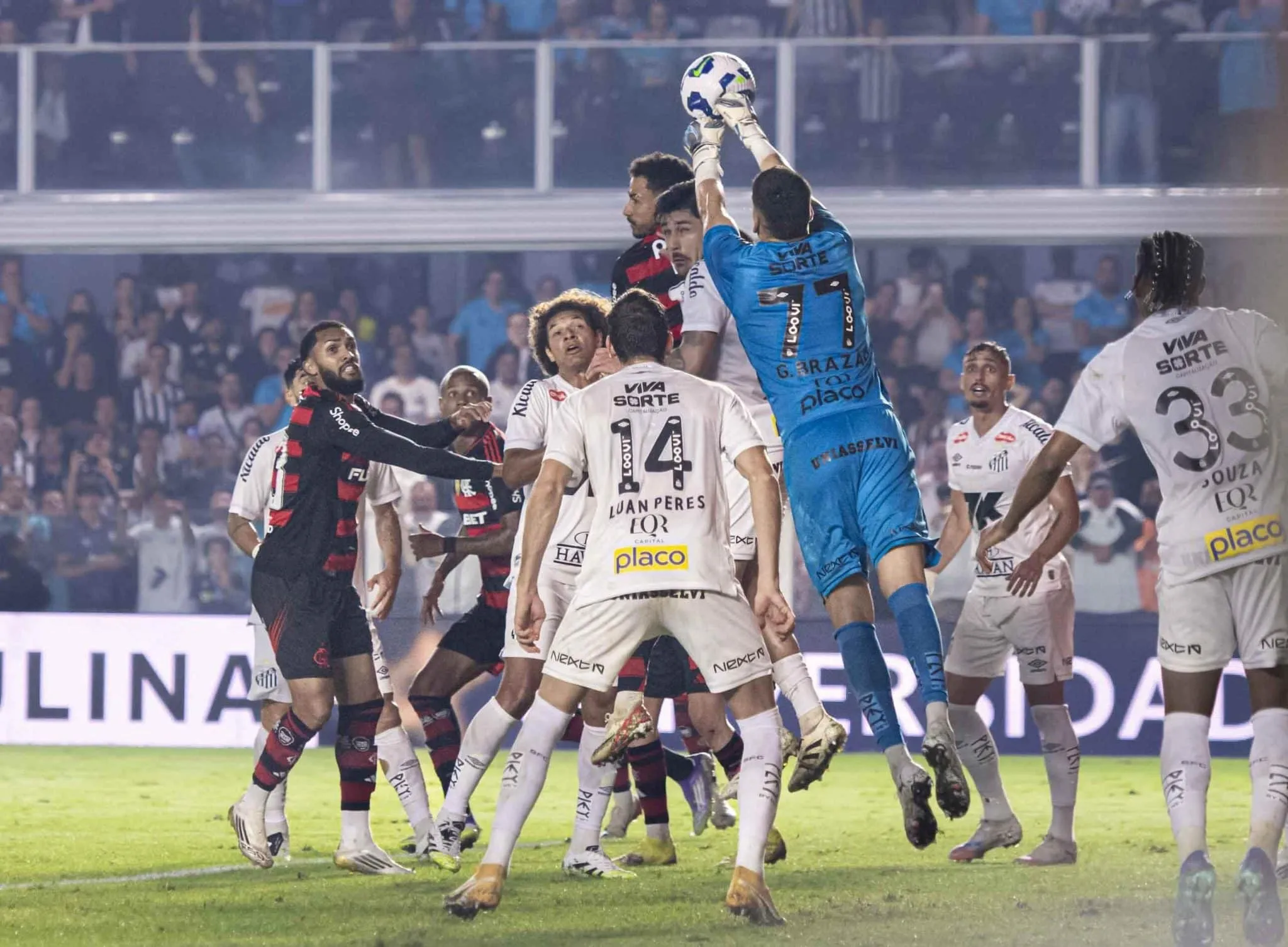 Sistema defensivo do Santos contra o Flamengo