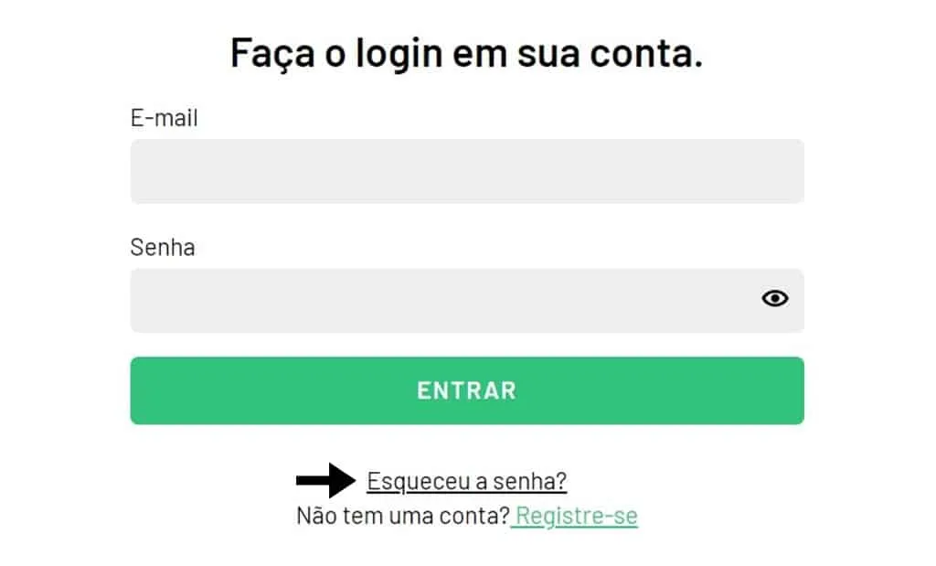 Tela de recupera&ccedil;&atilde;o de conta