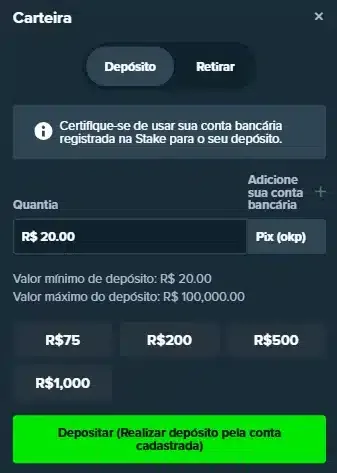 Como depositar na Stake em Abril 2026: aposte r&aacute;pido com o Pix