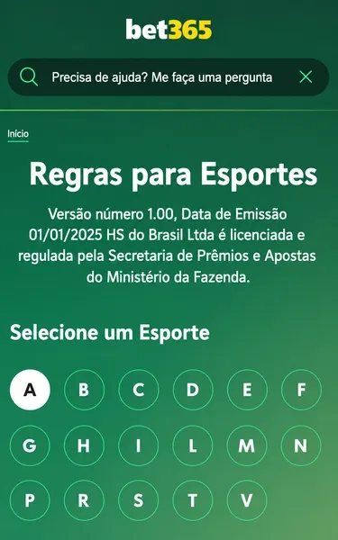 Regras para esportes na bet365