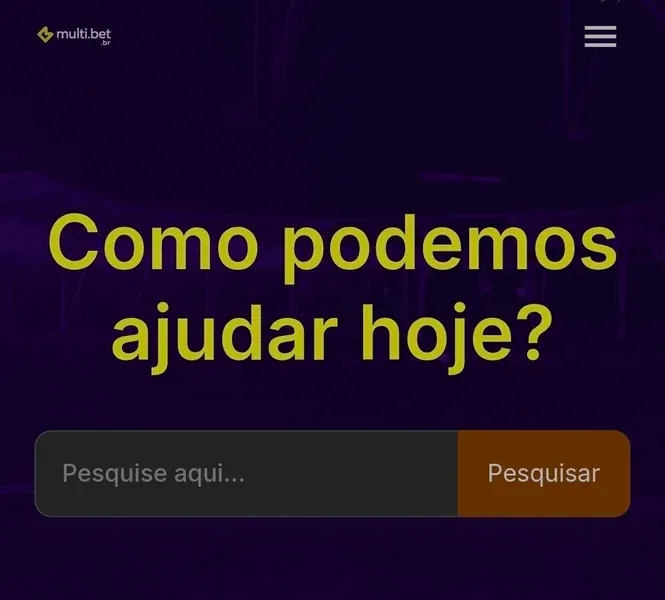 Captura de tela da p&aacute;gina de suporte da Multibet