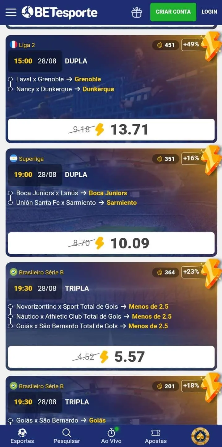 Super Odds em destaque na Betesporte