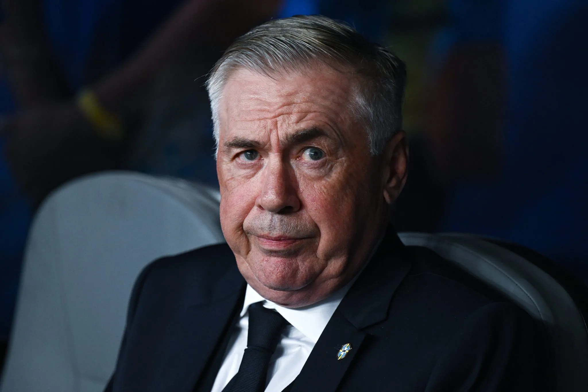 O t&eacute;cnico Carlo Ancelotti na partida entre Brasil e Haiti pela Copa do Mundo