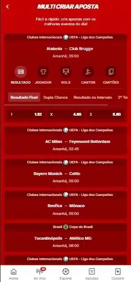 Captura de tela do Multi Criar Aposta da Superbet