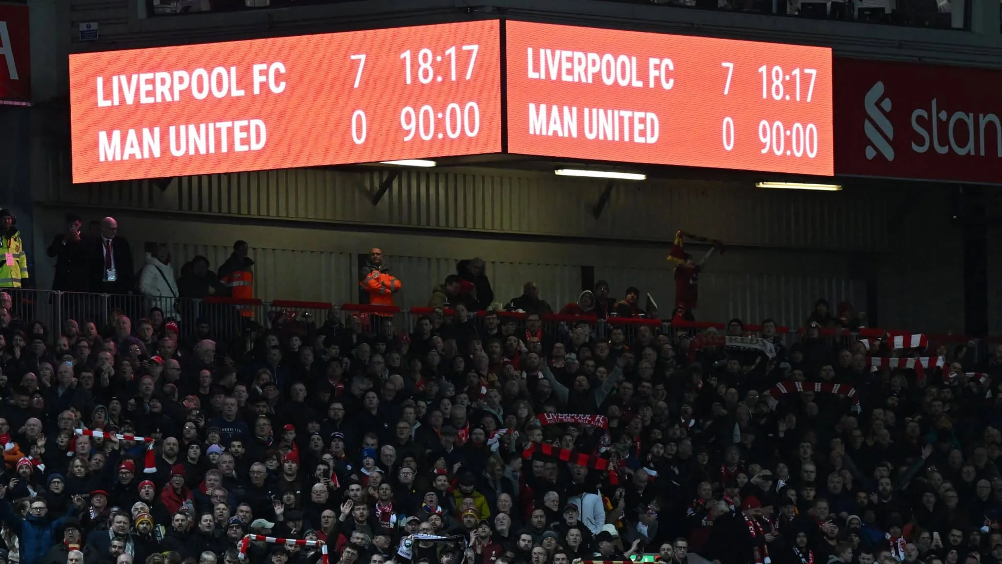 Liverpool deixou o Manchester United atordoado em Anfield e conseguiu a maior goleada da hist&oacute;ria do cl&aacute;ssico