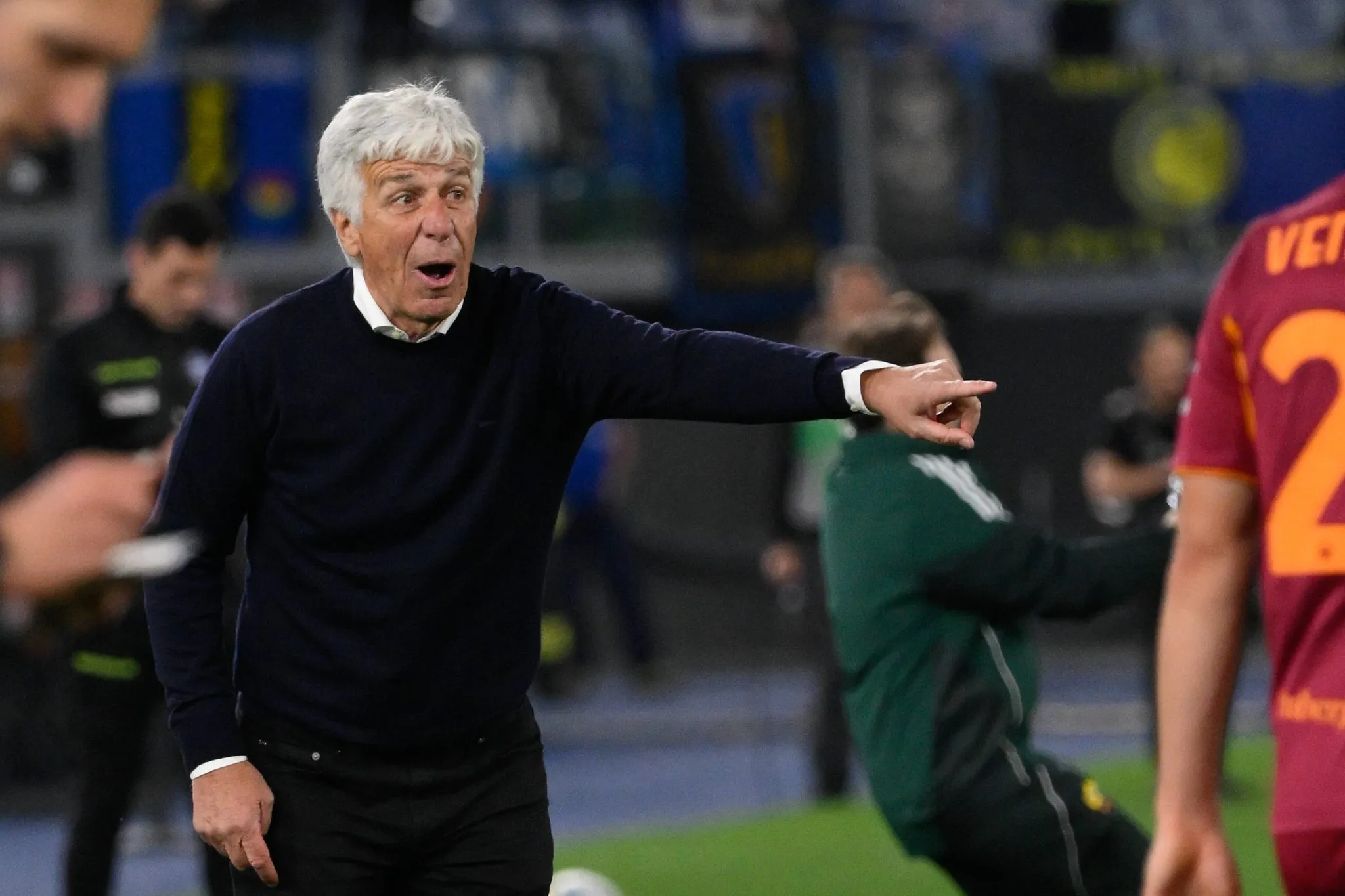 Gasperini durante jogo da Roma 