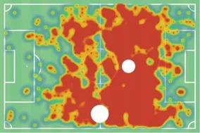 Mapa de calor de Matheus Pereira antes de sua chegada ao Cruzeiro