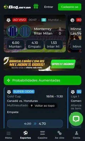 Captura de tela da p&aacute;gina inicial da Br4Bet Brasil