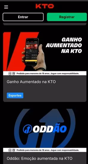 Captura de tela da p&aacute;gina de promo&ccedil;&otilde;es da KTO