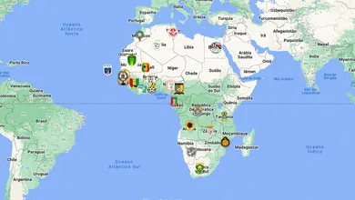 Um mapa interativo com os 24 participantes da Copa Africana de Na&ccedil;&otilde;es 2024