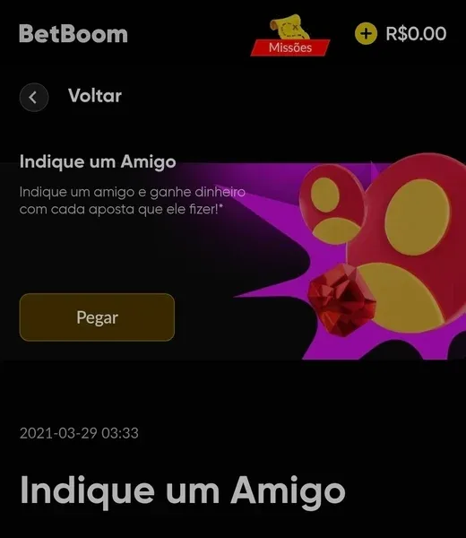 Captura de tela da p&aacute;gina do programa de indica&ccedil;&atilde;o da Betboom