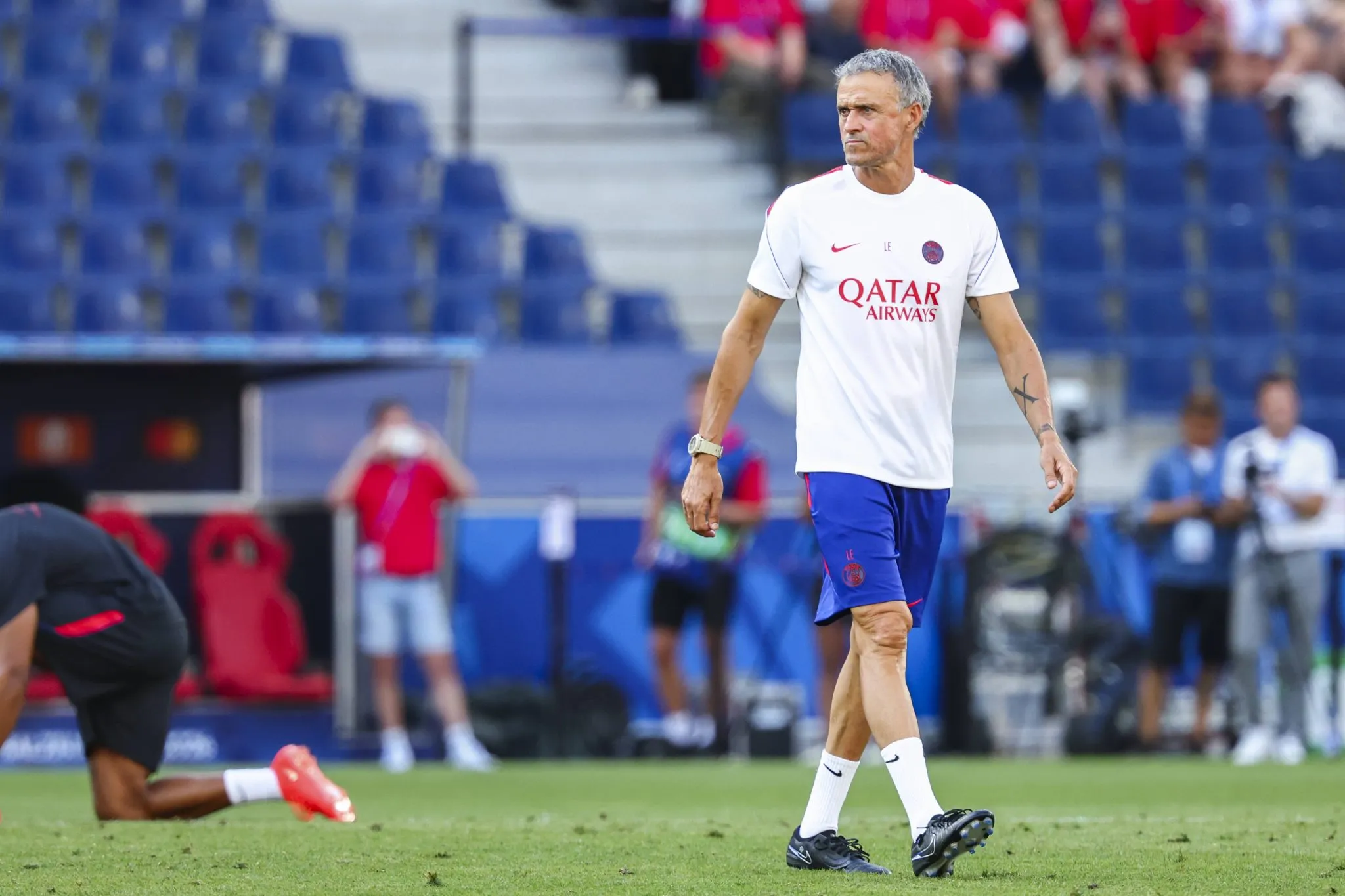 Luis Enrique em treino do PSG