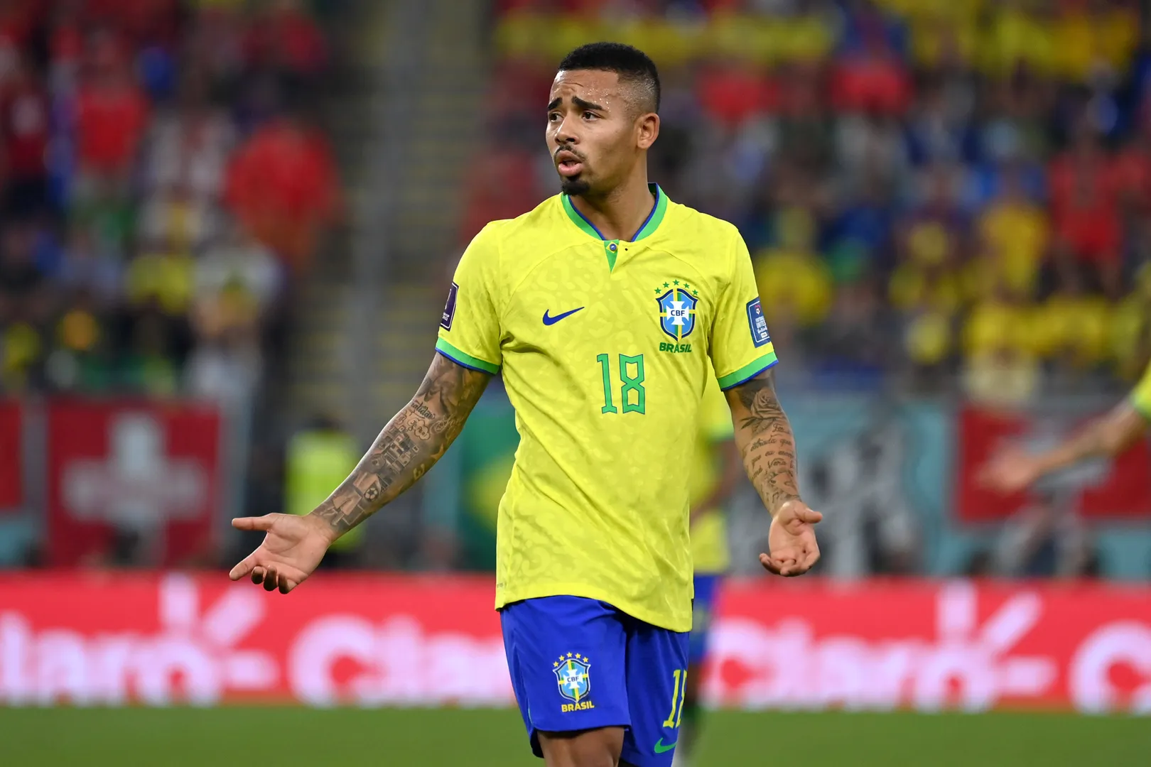 Gabriel Jesus pela sele&ccedil;&atilde;o brasileira na Copa do Mundo de 2022 (Foto: Imago)