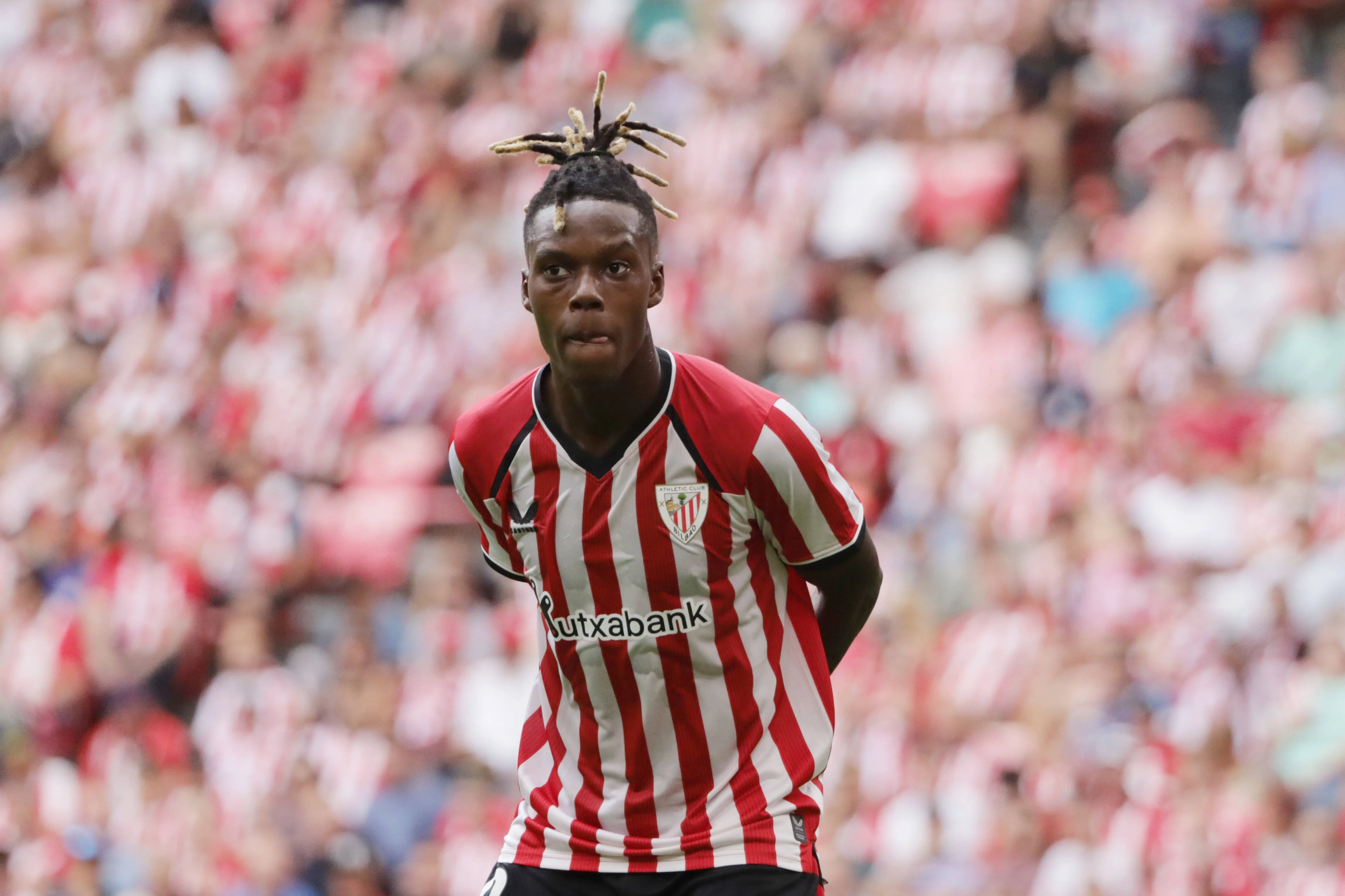 Nico Williams em a&ccedil;&atilde;o pelo Athletic Bilbao
