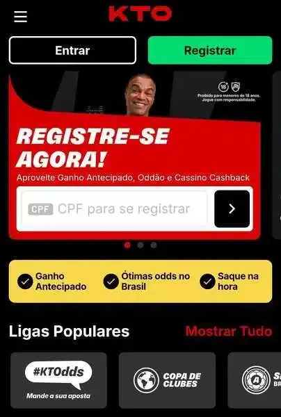 Captura de tela com a p&aacute;gina inicial da KTO