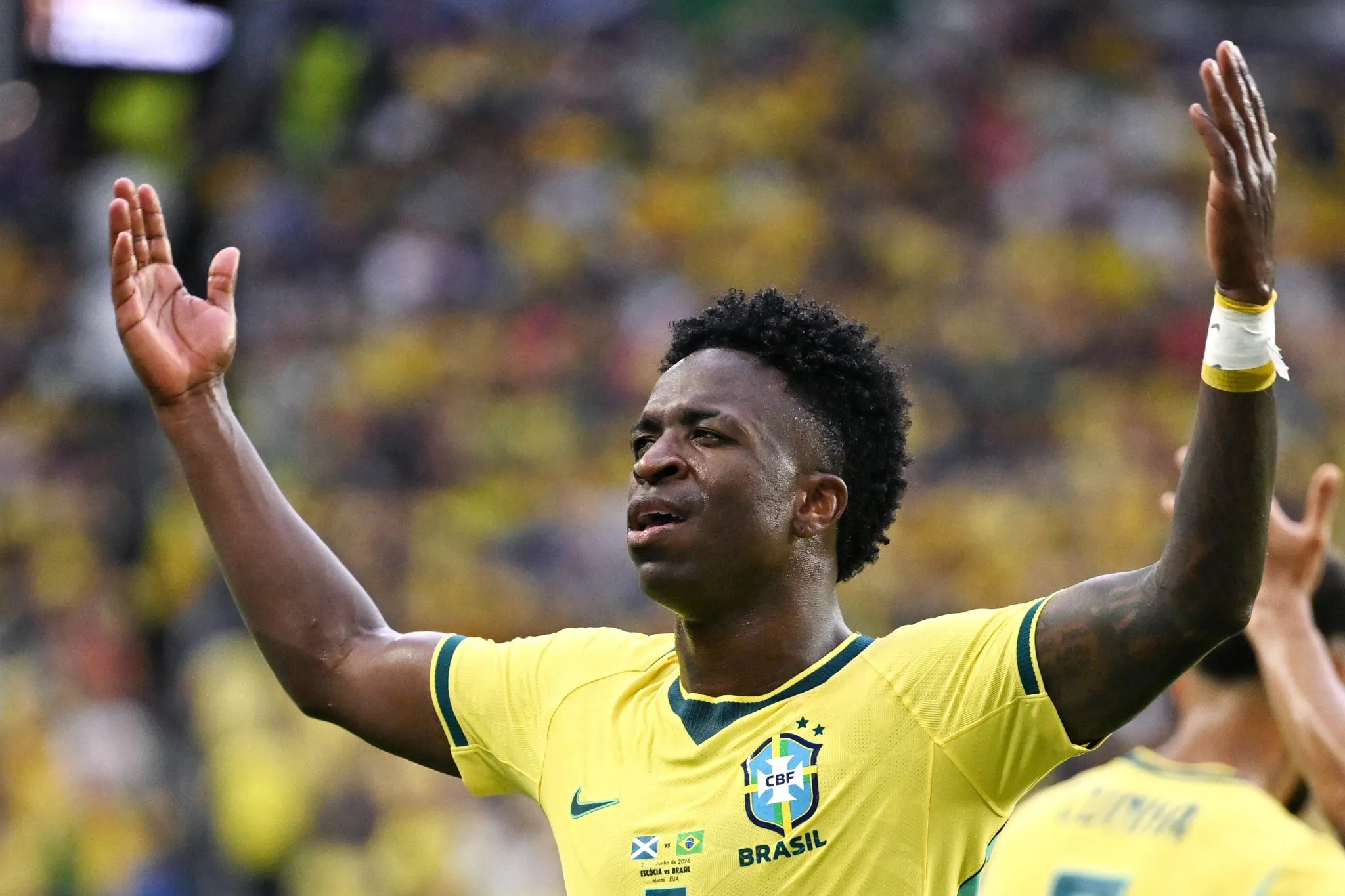 Vini Jr. em atua&ccedil;&atilde;o pela sele&ccedil;&atilde;o brasileira (Foto: IMAGO / Gribaudi/ImagePhoto)