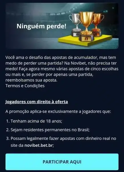 Banner promocional com a explica&ccedil;&atilde;o sobre o b&ocirc;nus Ningu&eacute;m Perde da Novibet
