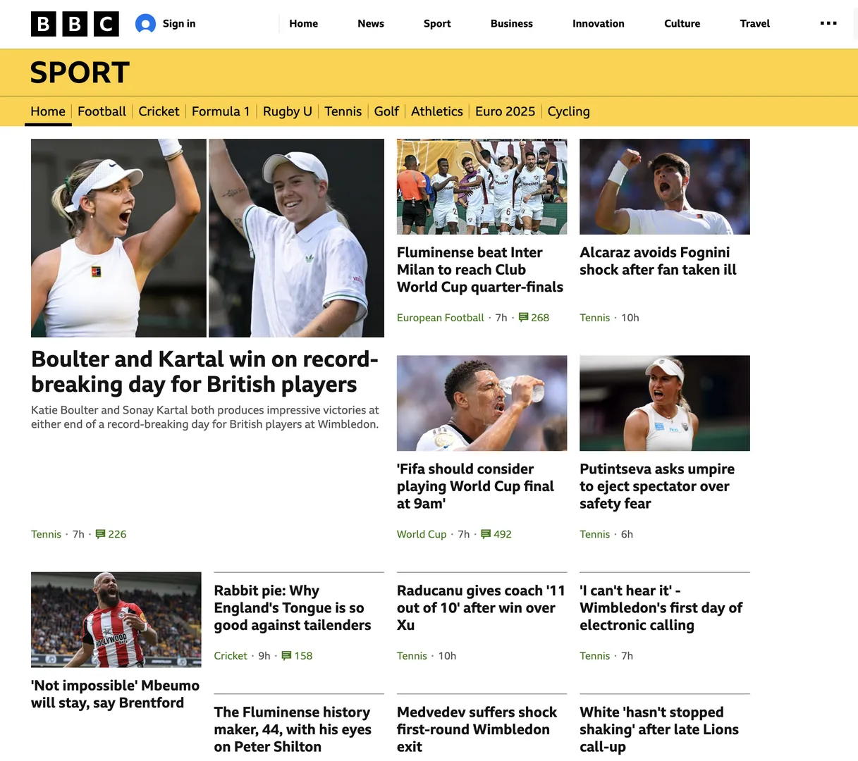 Capa do site da "BBC" sem men&ccedil;&atilde;o &agrave; elimina&ccedil;&atilde;o do Manchester City