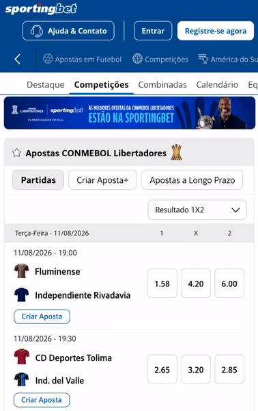 Cat&aacute;logo de jogos da Libertadores dispon&iacute;vel na Sportingbet