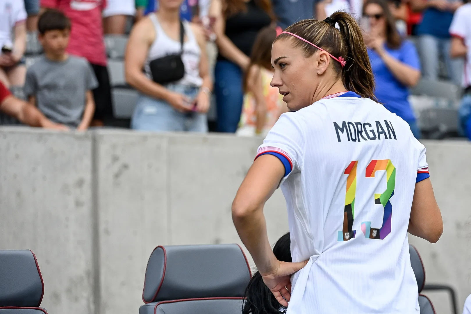 Alex Morgan em amistoso dos Estados Unidos em 2024