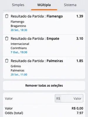 Simulador de apostas em bilhetes pr&eacute;-montados na Betsson
