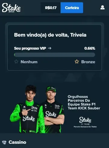 Captura de tela do clube de fidelidade dispon&iacute;vel no c&oacute;digo Stake