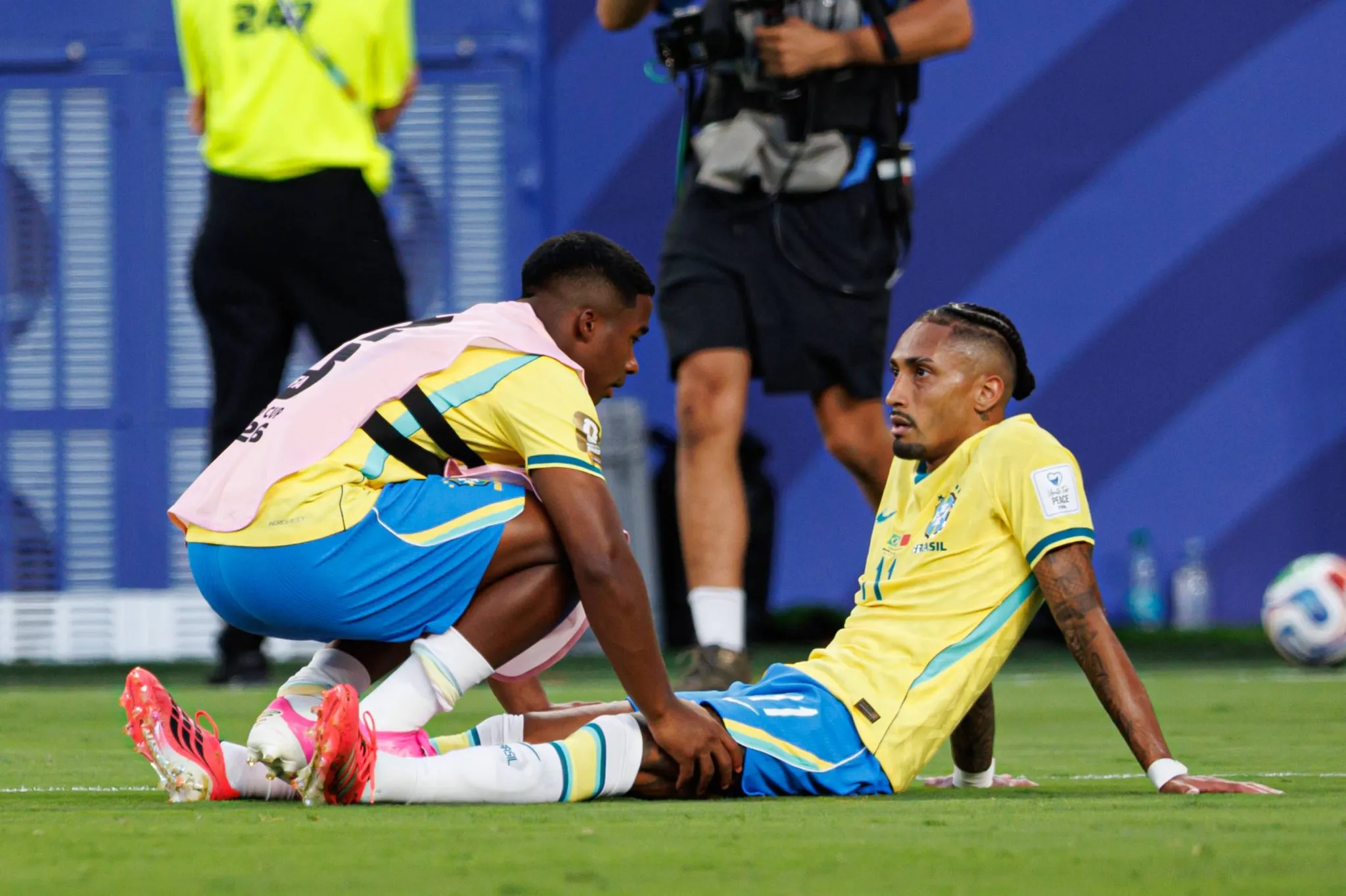 Endrick e Raphinha ap&oacute;s Brasil x Marrocos