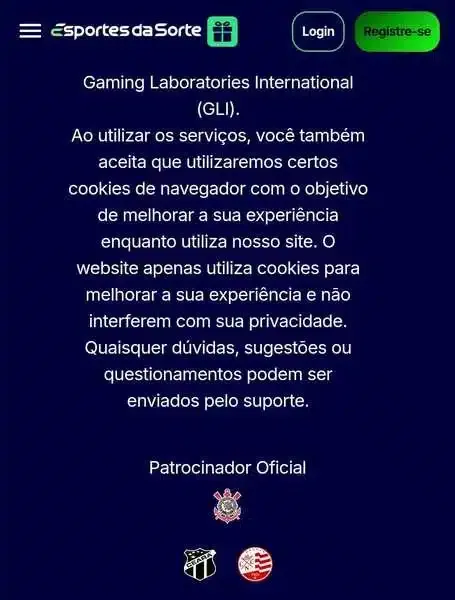 Captura de tela com os patroc&iacute;nios da Esportes da Sorte
