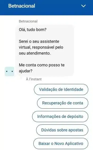 Captura de tela do canal de atendimento na Betnacional