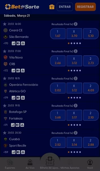 P&aacute;gina da Bet d&aacute; Sorte com apostas em jogos da S&eacute;rie B 2026
