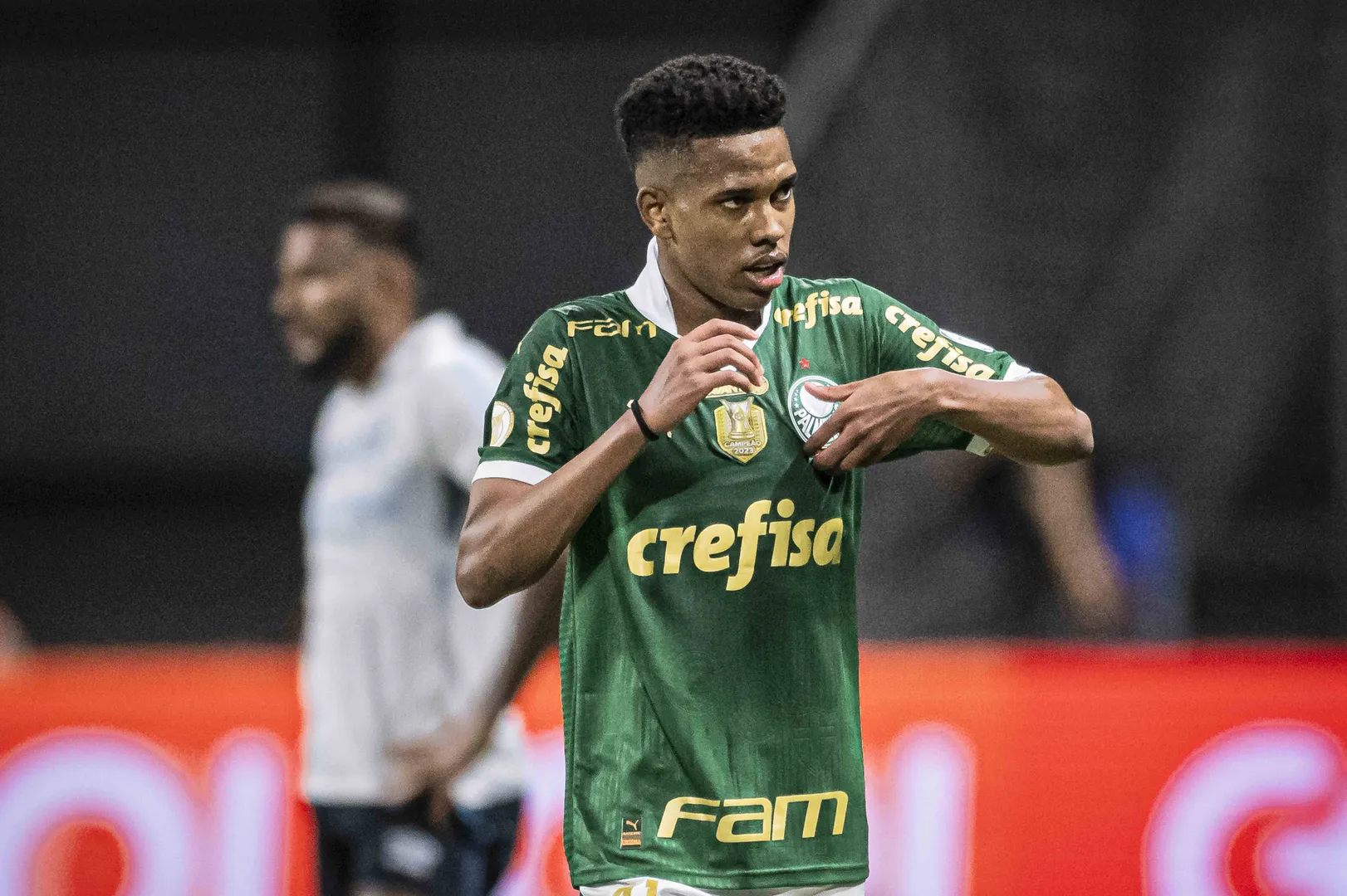 Est&ecirc;v&atilde;o comemora gol pelo Palmeiras