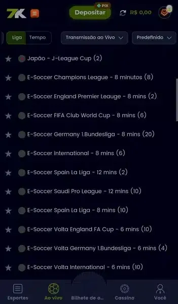  Captura de tela da p&aacute;gina com jogos dispon&iacute;veis no streaming da 7K Bet

