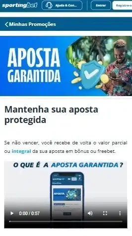 Captura de tela da oferta de &ldquo;Aposta Garantida&rdquo; da Sportingbet
