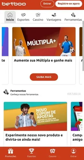Captura de tela da Betboo, casa de apostas com b&ocirc;nus e promo&ccedil;&otilde;es especiais