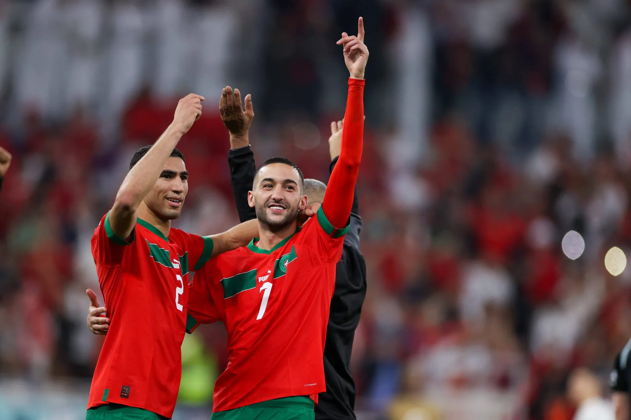 Hakimi e Ziyech celebram classifica&ccedil;&atilde;o do Marrocos na Copa do Mundo de 2022